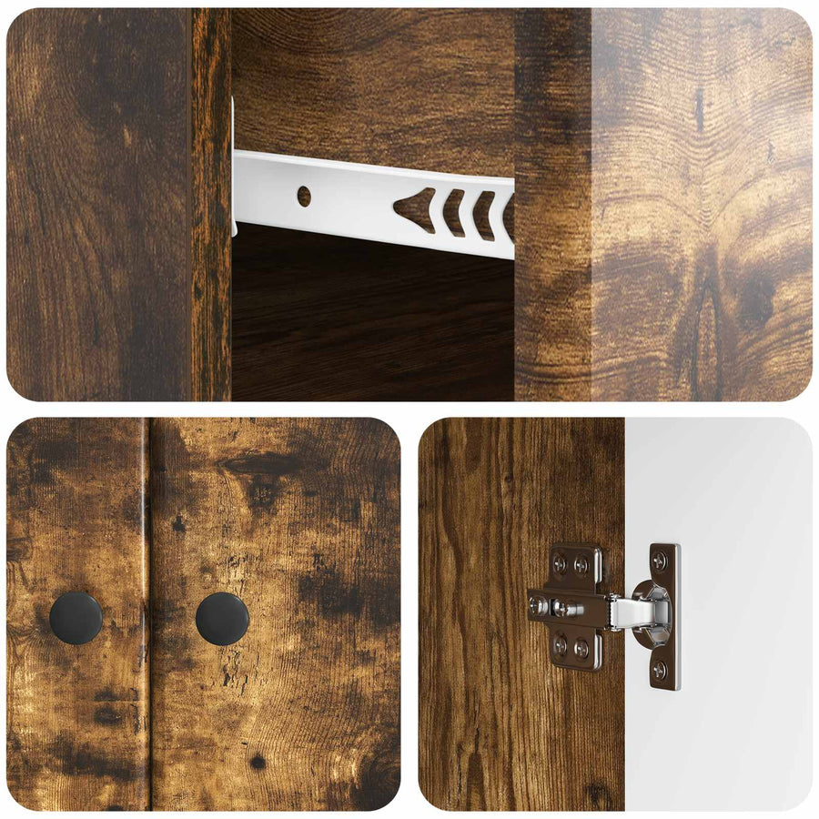 Dressoir met lade Gerookt eiken 66 x 34,5 x 90 cm Bewerkt hout