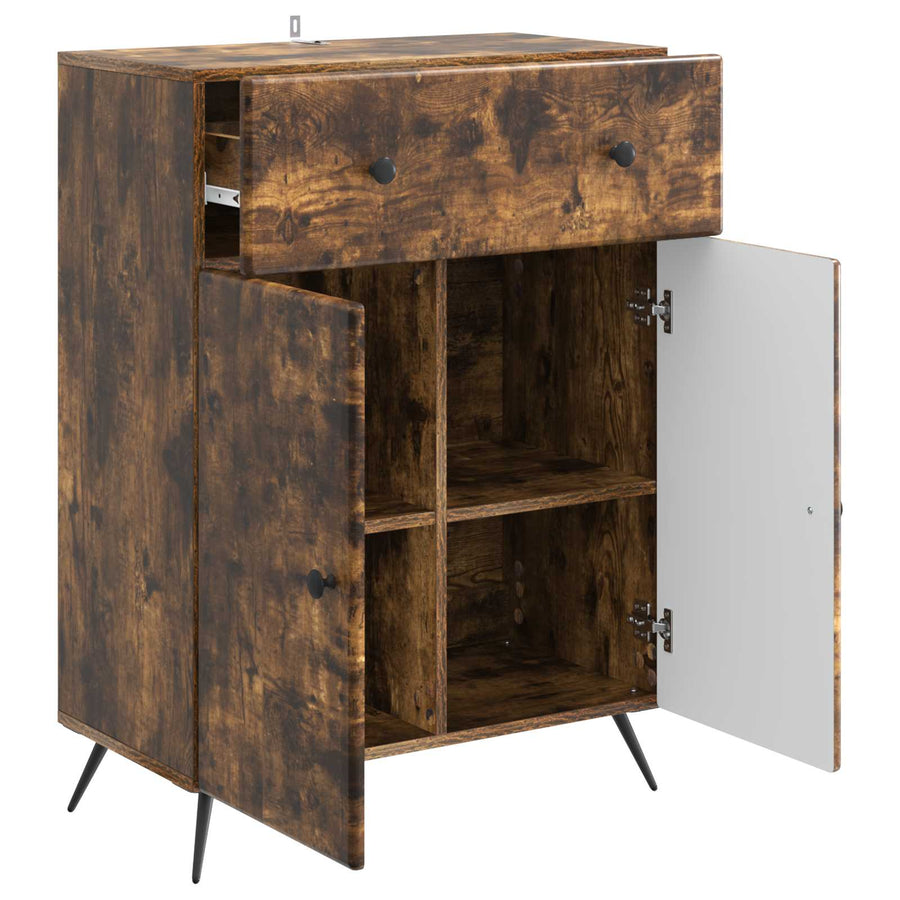Dressoir met lade Gerookt eiken 66 x 34,5 x 90 cm Bewerkt hout