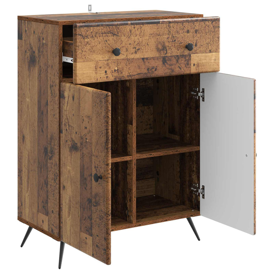 Dressoir met lade Oud hout 66 x 34,5 x 90 cm Bewerkt hout