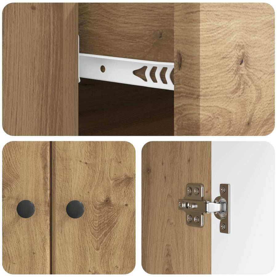 Dressoir Artisanaal eiken 66 x 34,5 x 90 cm Bewerkt hout