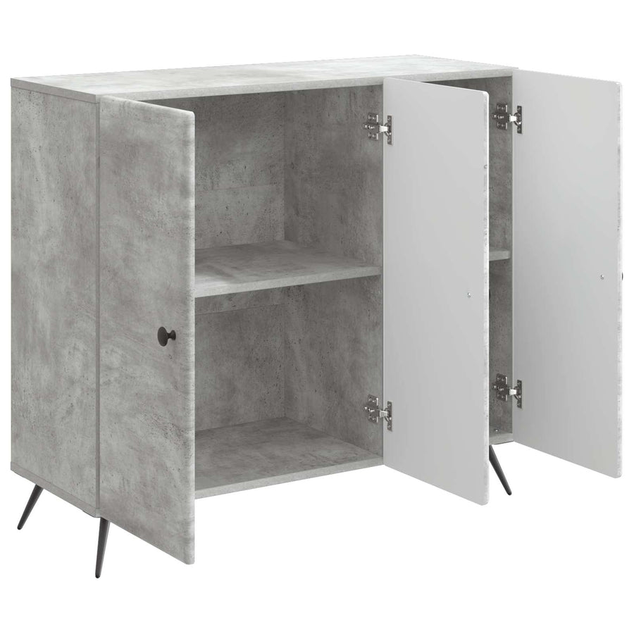 Dressoir Betongrijs 89 x 34,5 x 80 cm Bewerkt hout