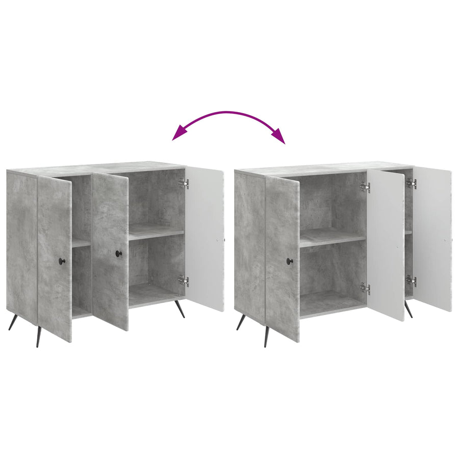 Dressoir Betongrijs 89 x 34,5 x 80 cm Bewerkt hout