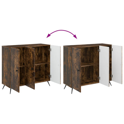Dressoir Gerookt eiken 89 x 34,5 x 80 cm Bewerkt hout