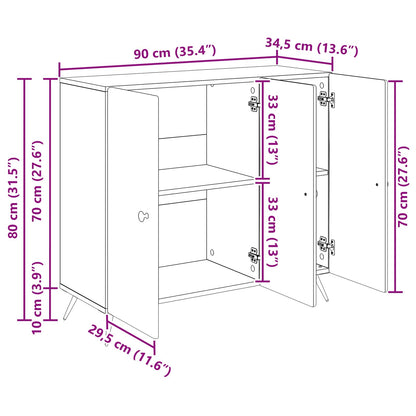 Dressoir Artisanaal eiken 89 x 34,5 x 80 cm Bewerkt hout