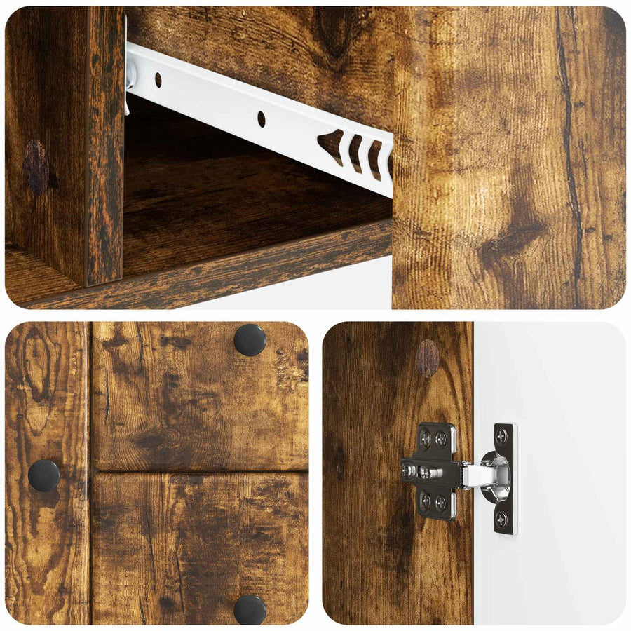 Dressoir met lade Gerookt eiken 89 x 34,5 x 60 cm Bewerkt hout