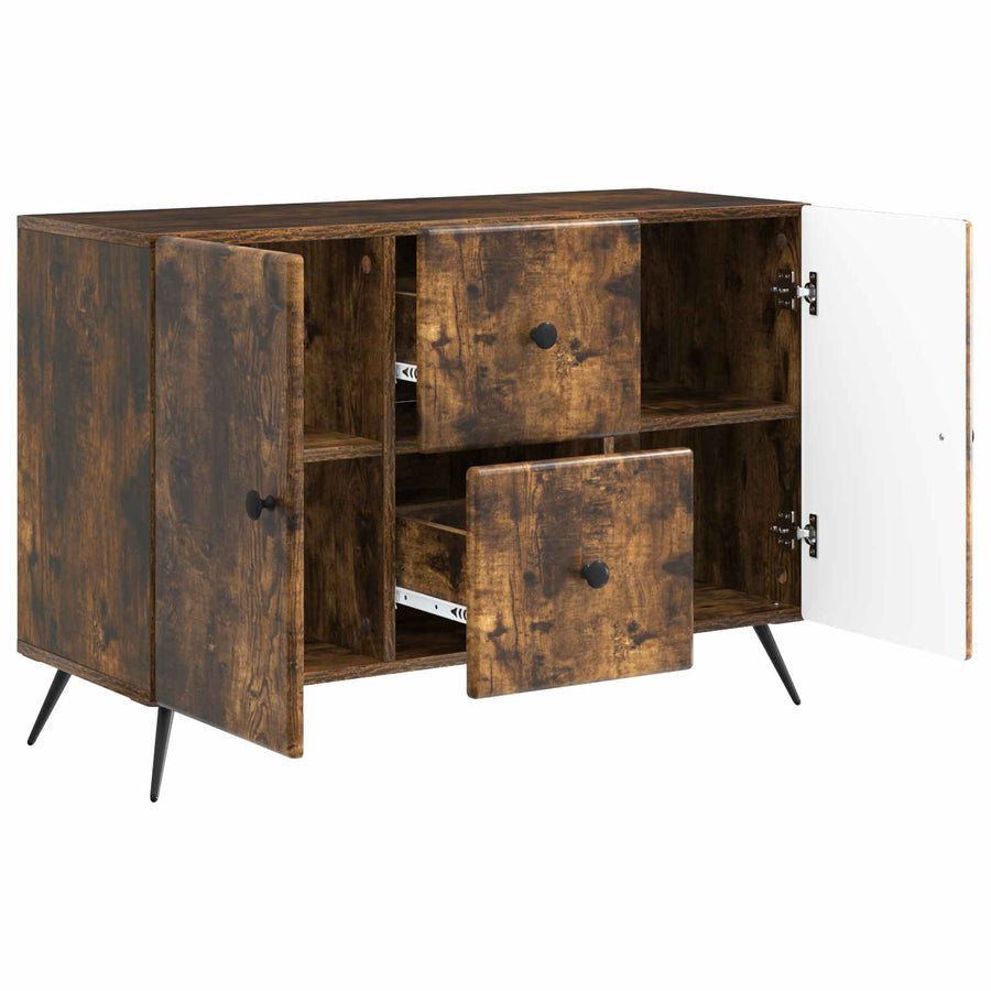Dressoir met lade Gerookt eiken 89 x 34,5 x 60 cm Bewerkt hout