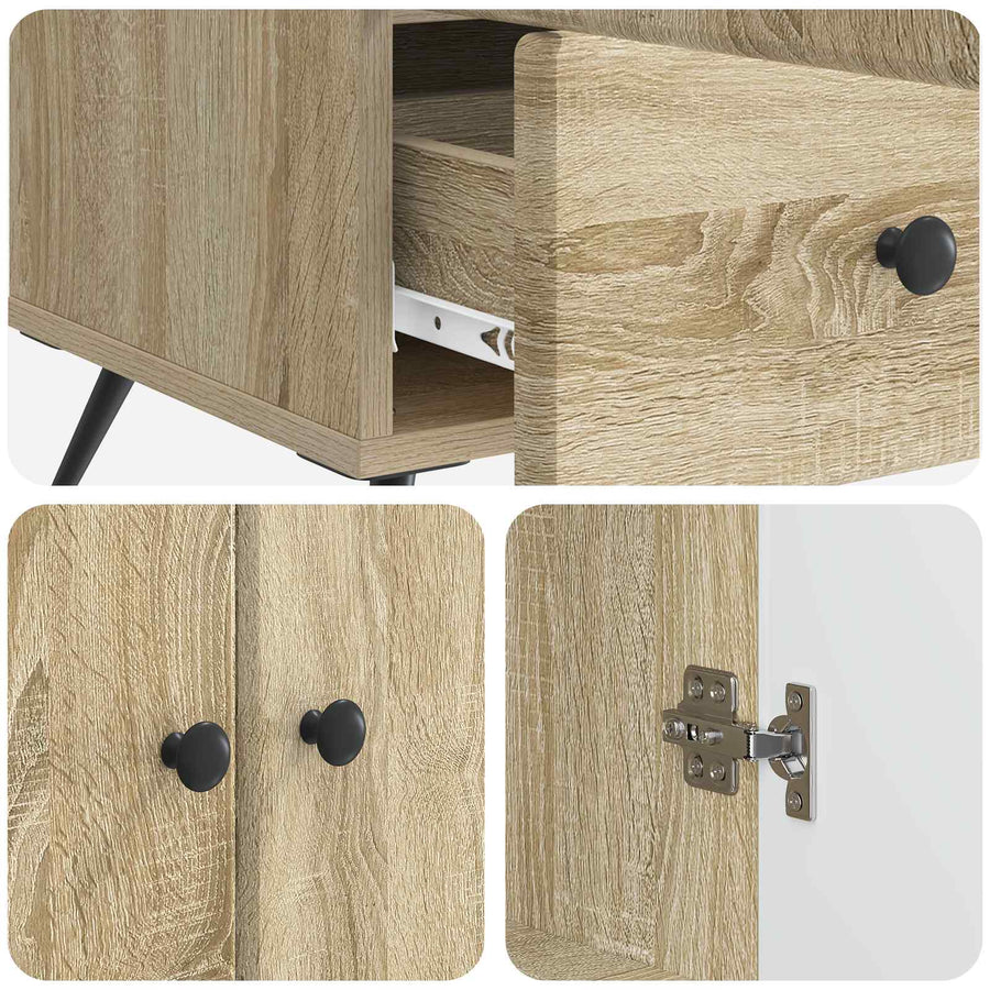 Dressoir met lade Sonoma Eiken 66 x 34,5 x 95 cm Bewerkt hout