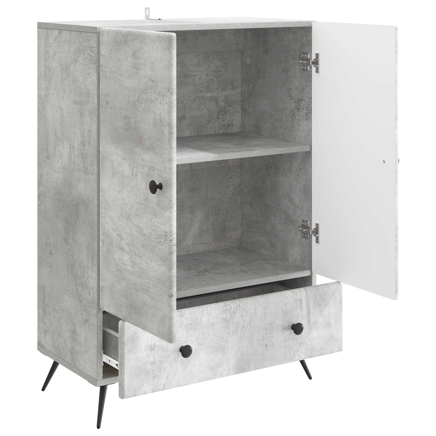 Dressoir met lade Betongrijs 66 x 34,5 x 95 cm Bewerkt hout