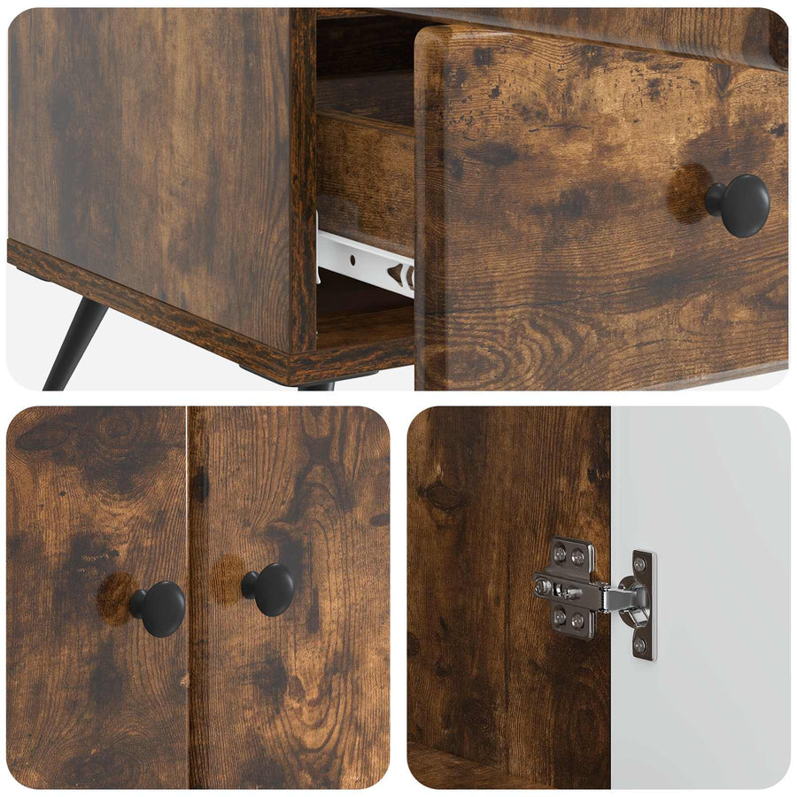 Dressoir met lade Gerookt eiken 66 x 34,5 x 95 cm Bewerkt hout