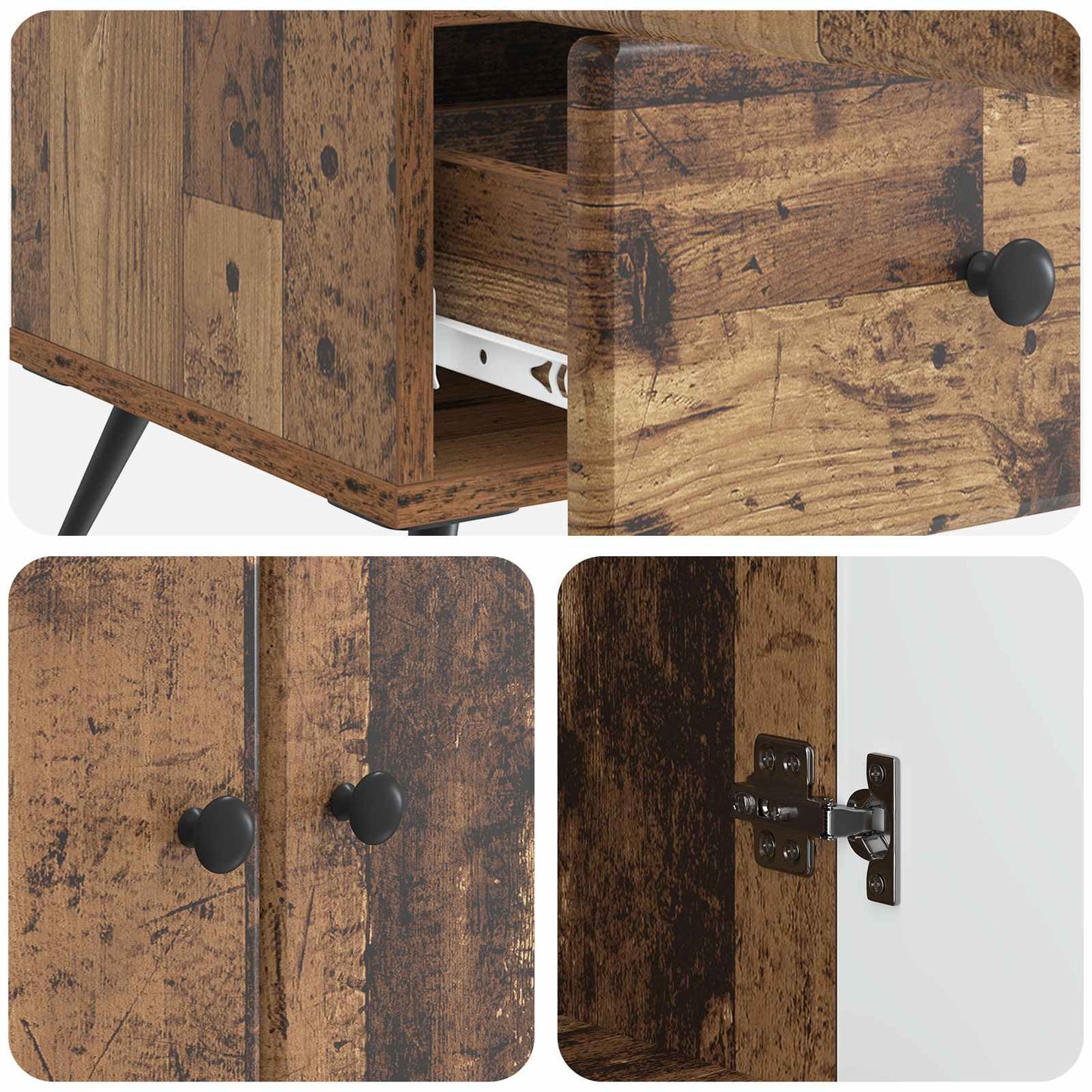 Dressoir met lade Oud hout 66 x 34,5 x 95 cm Bewerkt hout