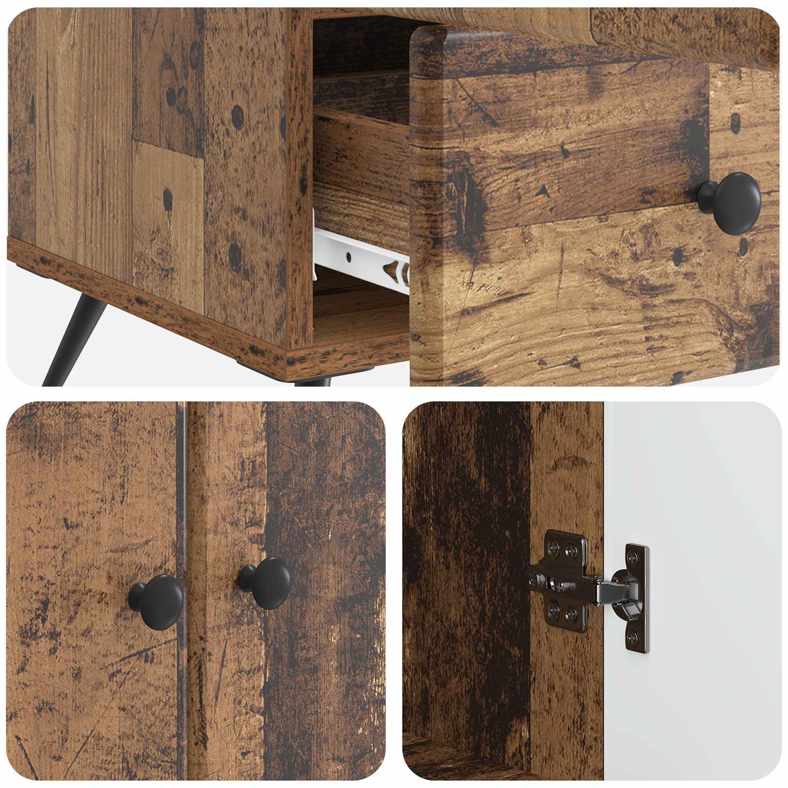Dressoir met lade Oud hout 66 x 34,5 x 95 cm Bewerkt hout