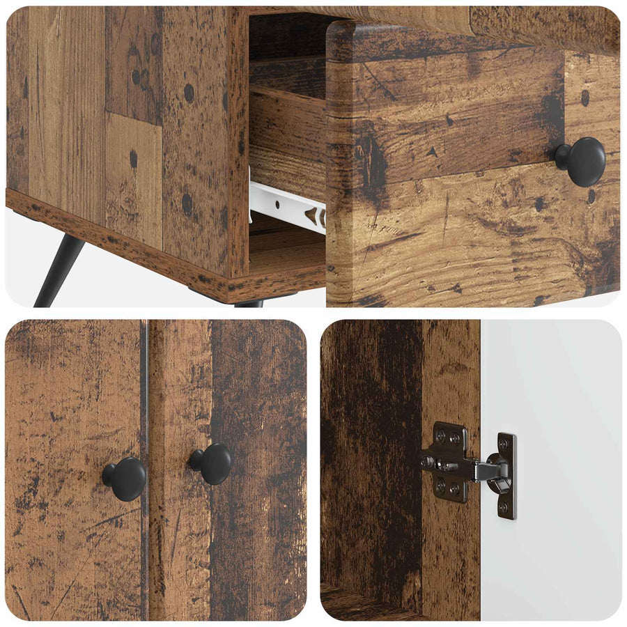 Dressoir met lade Oud hout 66 x 34,5 x 95 cm Bewerkt hout