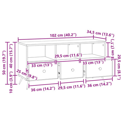 TV-kast met lade Sonoma Eiken 102 x 34,5 x 50 cm Bewerkt hout