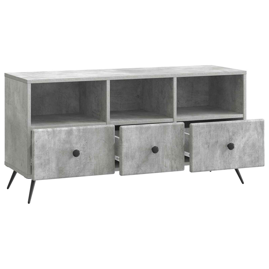 TV-kast met lade Betongrijs 102 x 34,5 x 50 cm Bewerkt hout