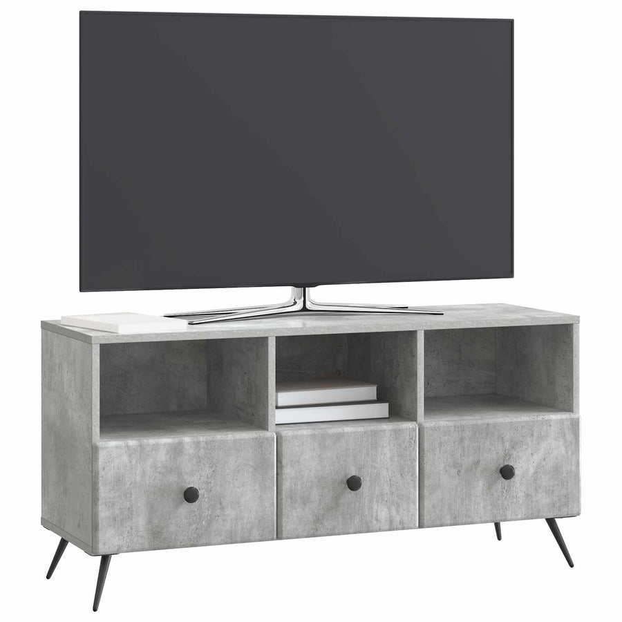 TV-kast met lade Betongrijs 102 x 34,5 x 50 cm Bewerkt hout