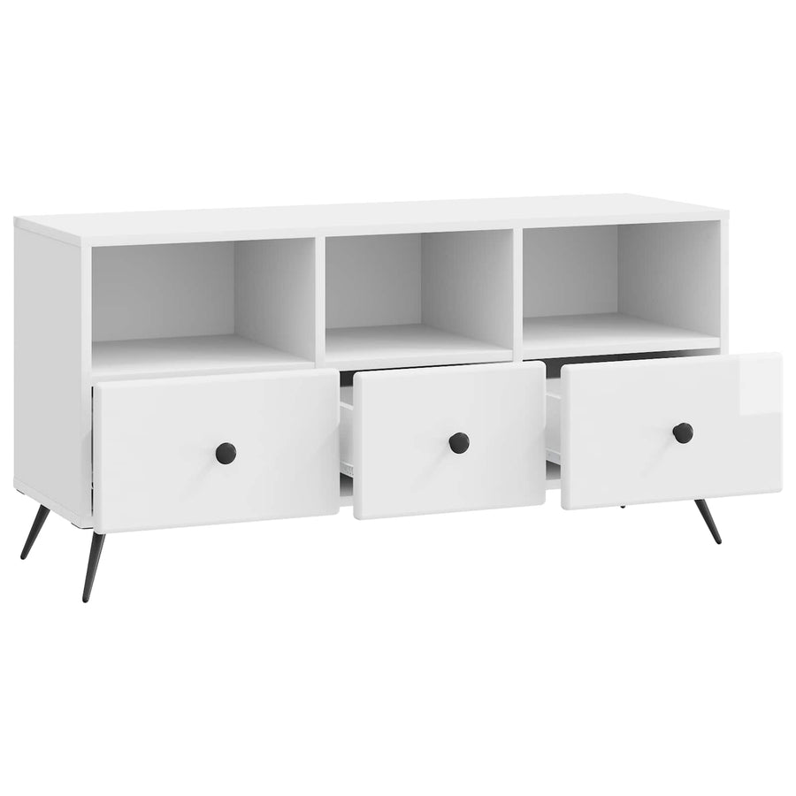 TV-kast met lade Hoogglans Wit 102 x 34,5 x 50 cm Bewerkt hout