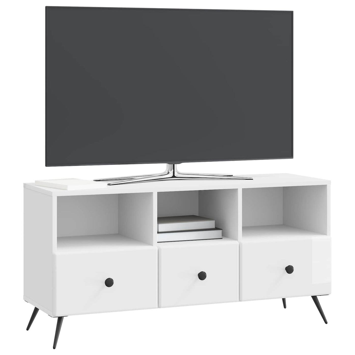TV-kast met lade Hoogglans Wit 102 x 34,5 x 50 cm Bewerkt hout