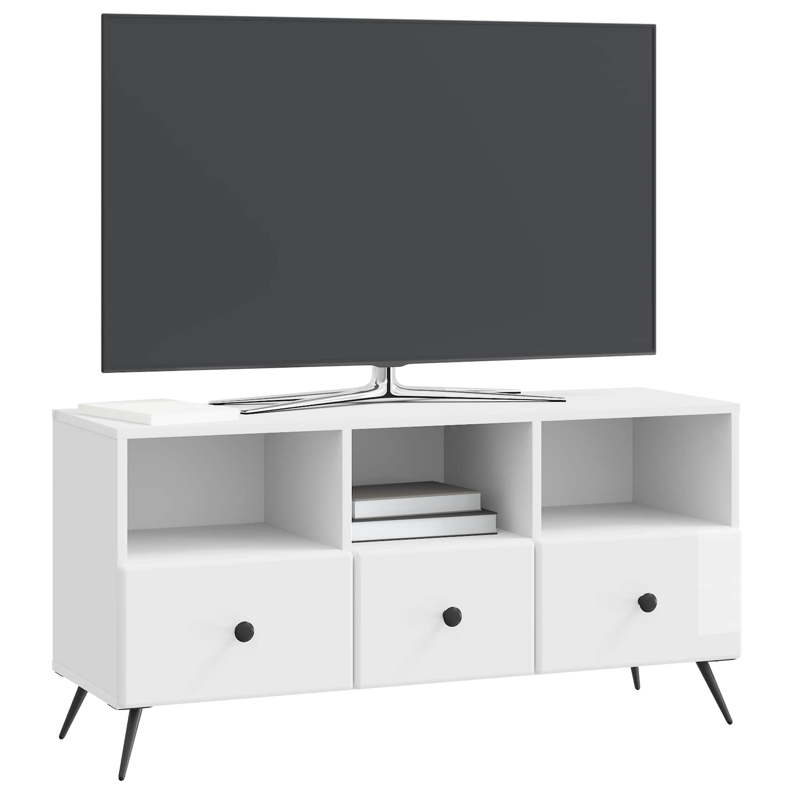 TV-kast met lade Hoogglans Wit 102 x 34,5 x 50 cm Bewerkt hout
