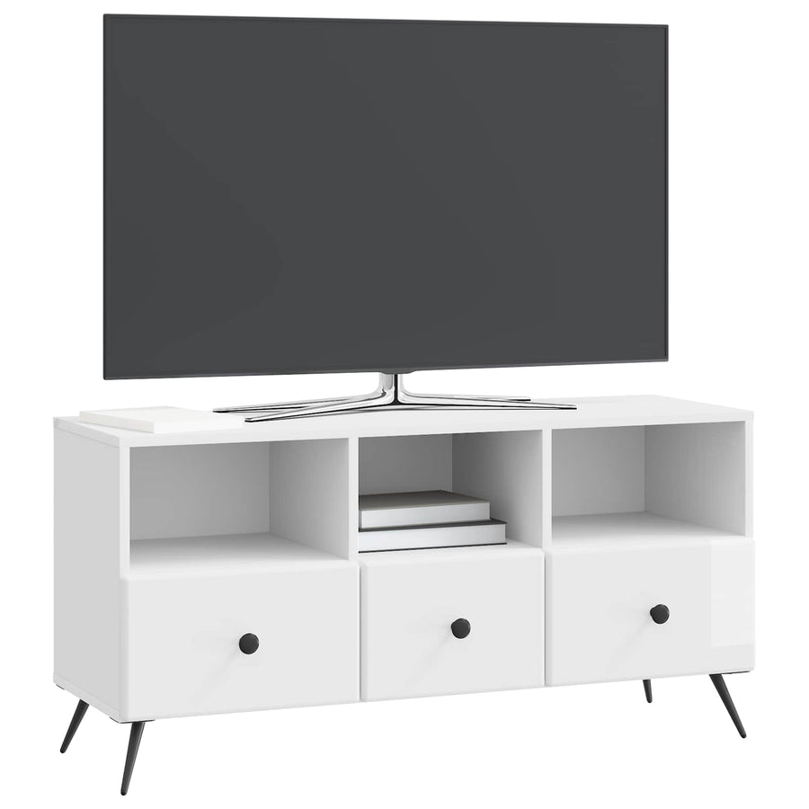 TV-kast met lade Hoogglans Wit 102 x 34,5 x 50 cm Bewerkt hout