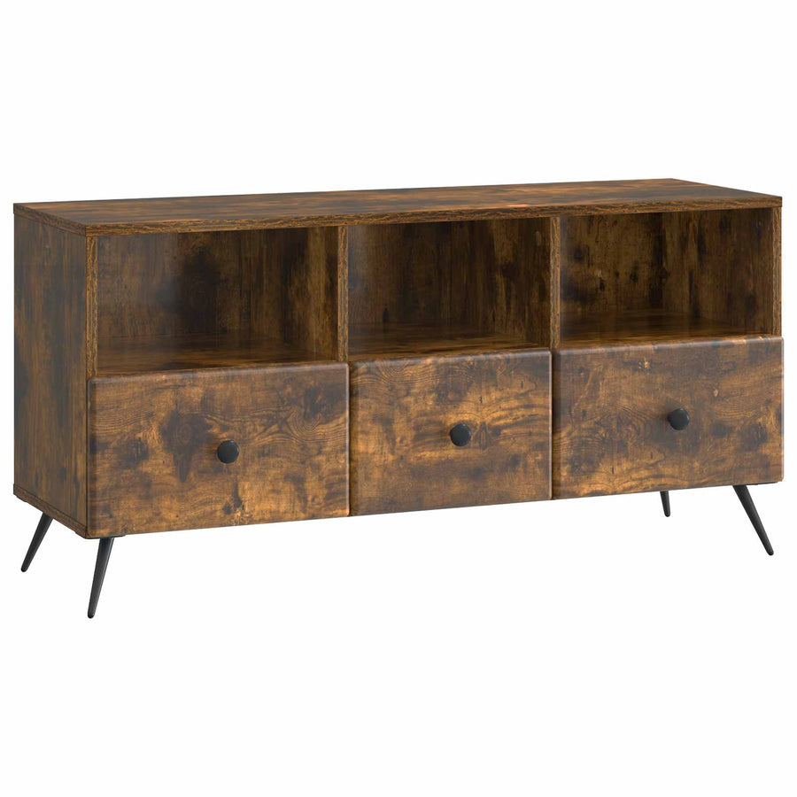 TV-kast met lade Gerookt eiken 102 x 34,5 x 50 cm Bewerkt hout