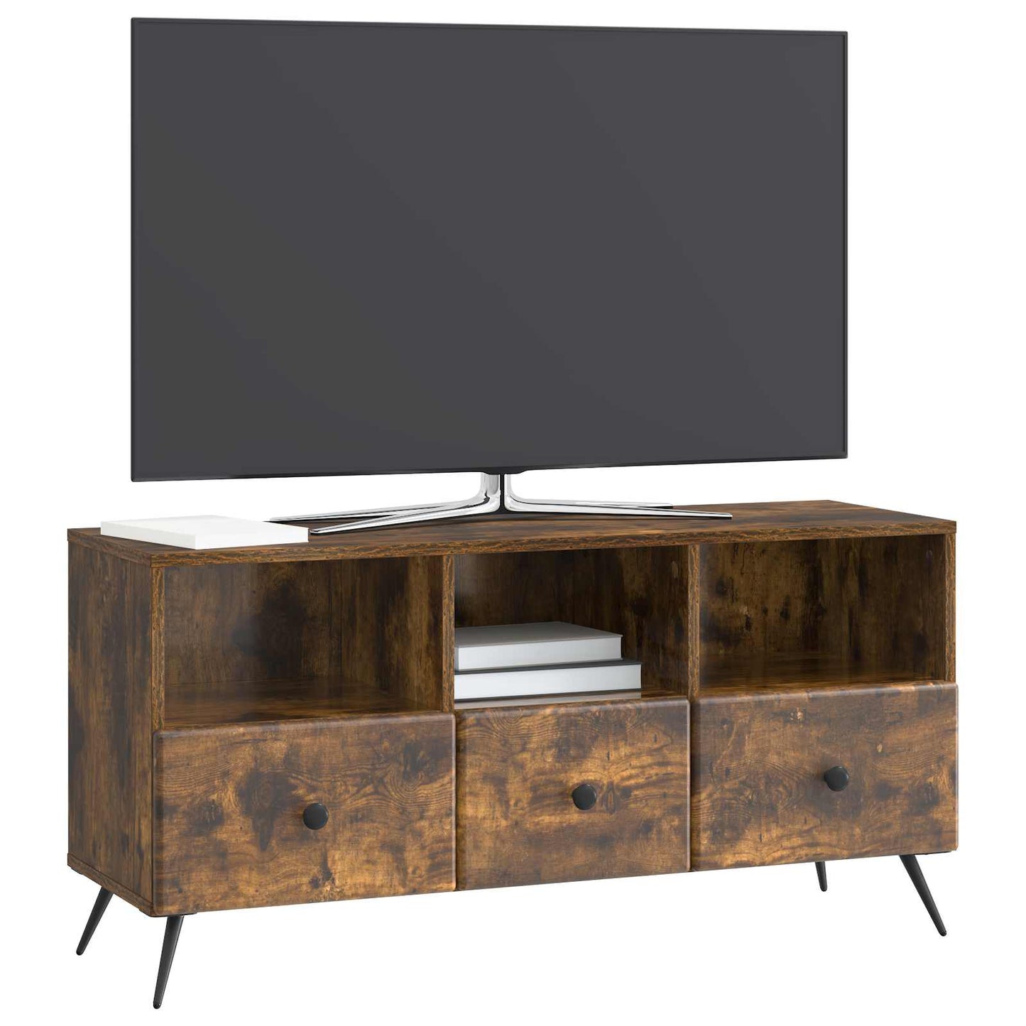 TV-kast met lade Gerookt eiken 102 x 34,5 x 50 cm Bewerkt hout