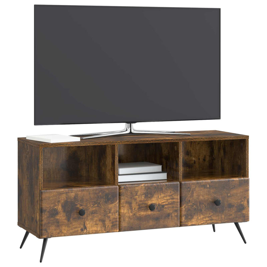TV-kast met lade Gerookt eiken 102 x 34,5 x 50 cm Bewerkt hout