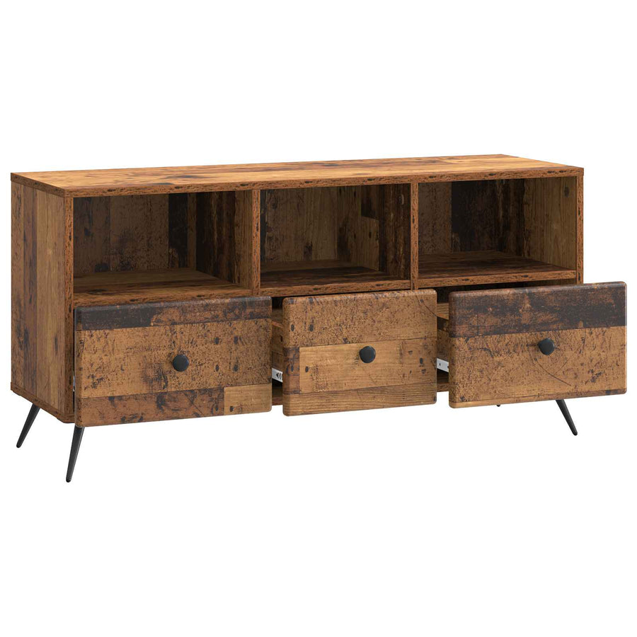 TV-kast met lade Oud hout 102 x 34,5 x 50 cm Bewerkt hout