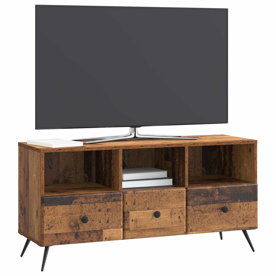 TV-kast met lade Oud hout 102 x 34,5 x 50 cm Bewerkt hout
