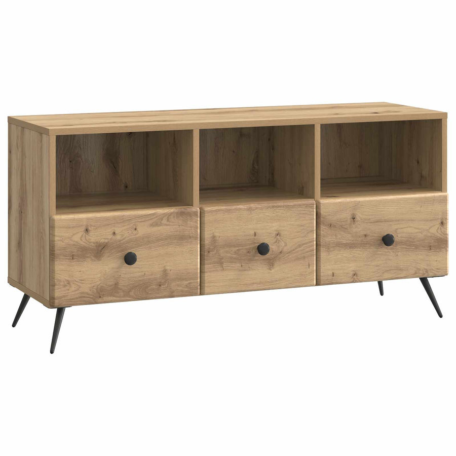 TV-kast Artisanaal eiken 102 x 34,5 x 50 cm Bewerkt hout