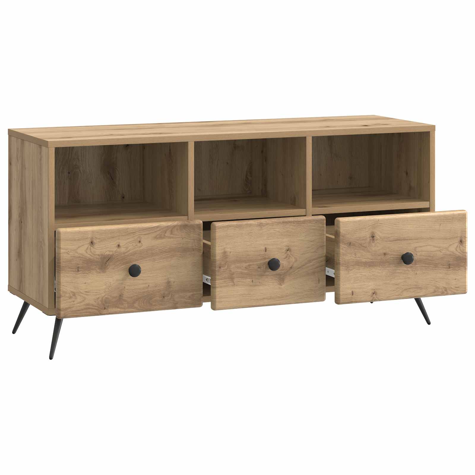 TV-kast Artisanaal eiken 102 x 34,5 x 50 cm Bewerkt hout