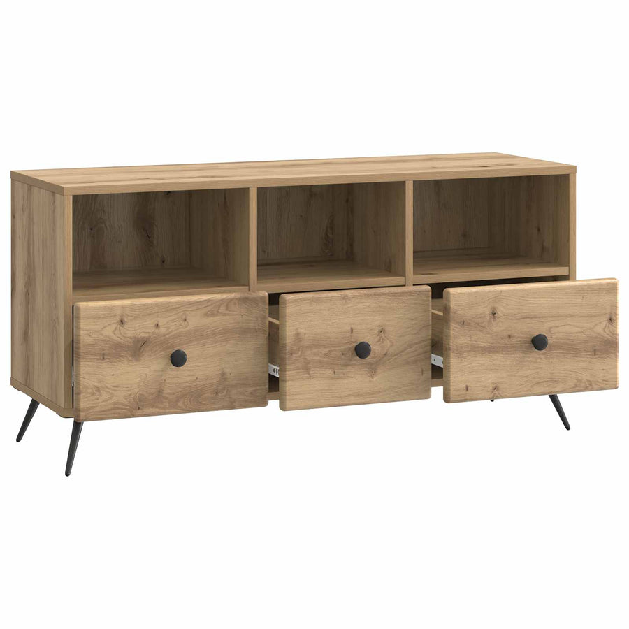 TV-kast Artisanaal eiken 102 x 34,5 x 50 cm Bewerkt hout
