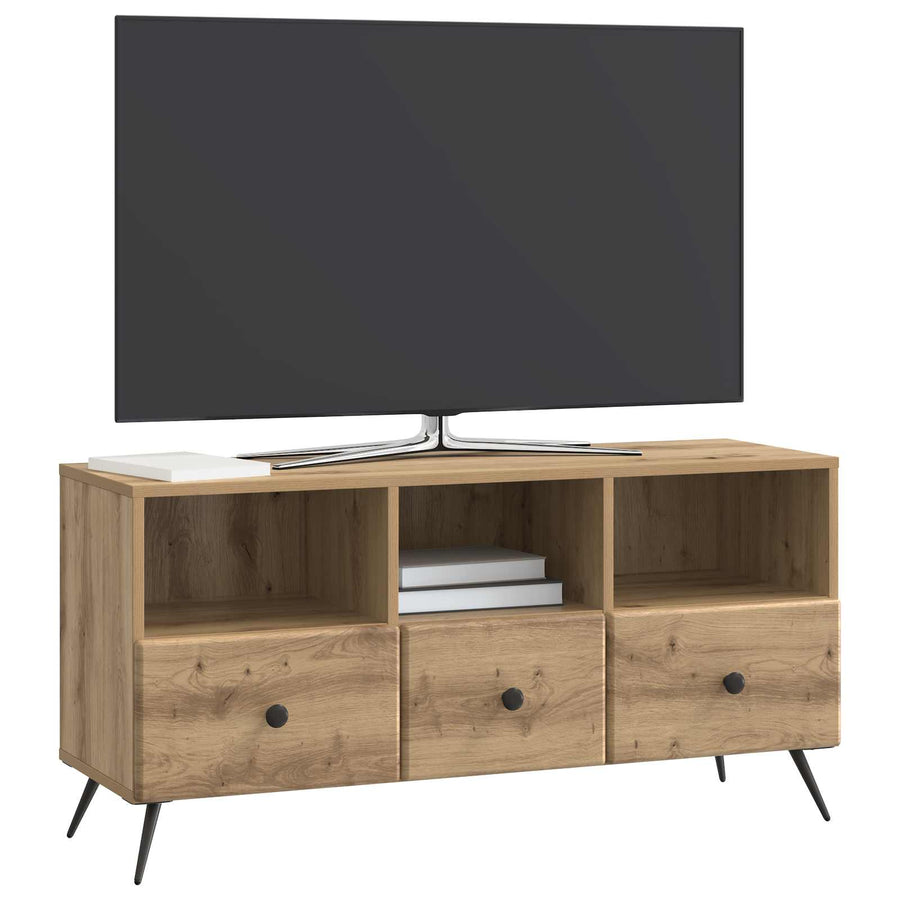 TV-kast Artisanaal eiken 102 x 34,5 x 50 cm Bewerkt hout