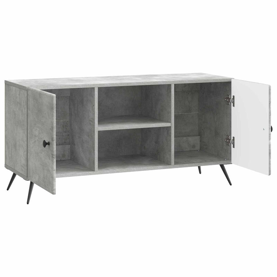 TV-kast Betongrijs 102 x 34,5 x 50 cm Bewerkt hout