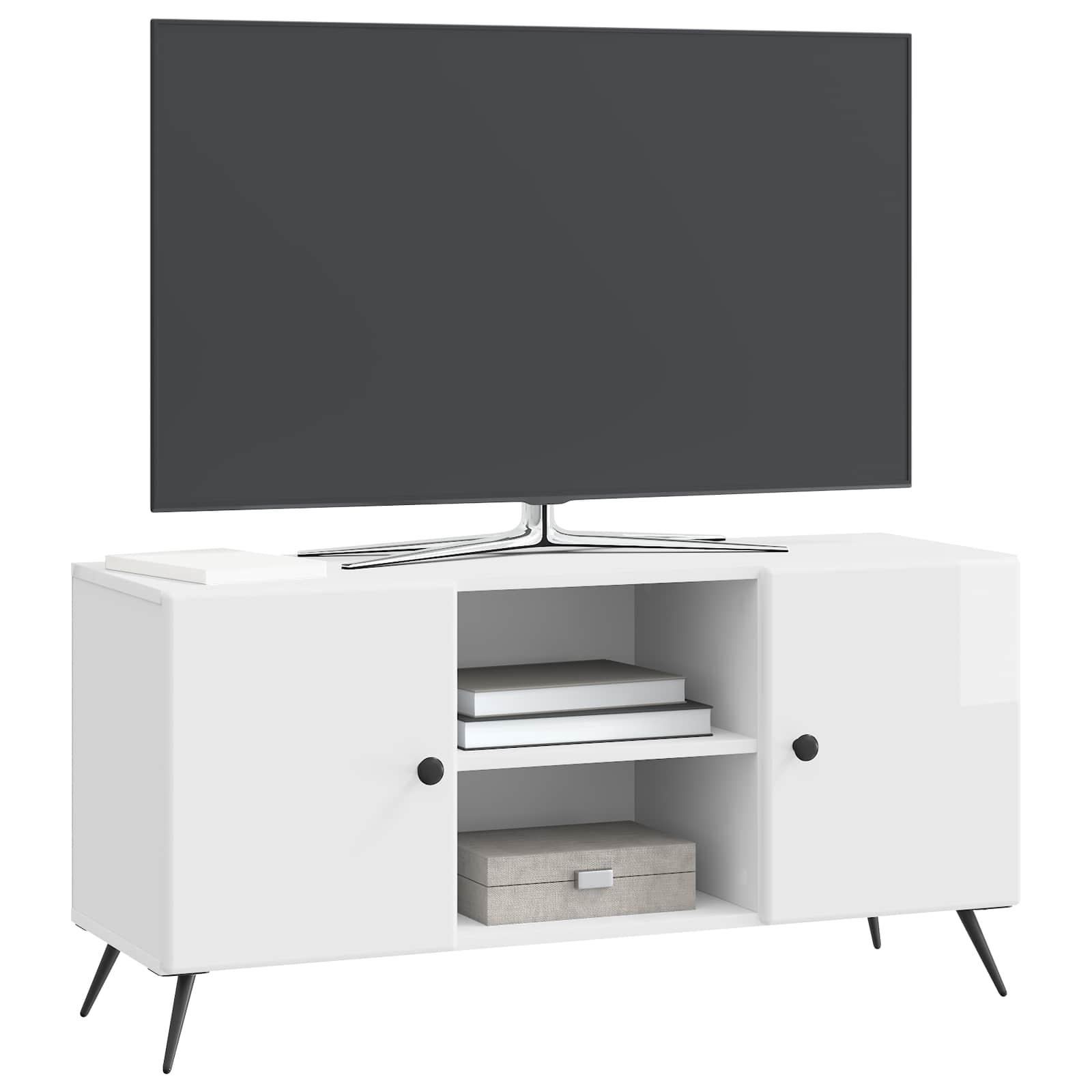 TV-kast Hoogglans Wit 102 x 34,5 x 50 cm Bewerkt hout