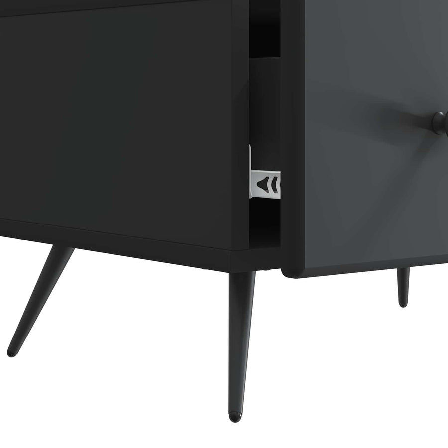 TV-kast met lade Zwart 147 x 34,5 x 30 cm Bewerkt hout
