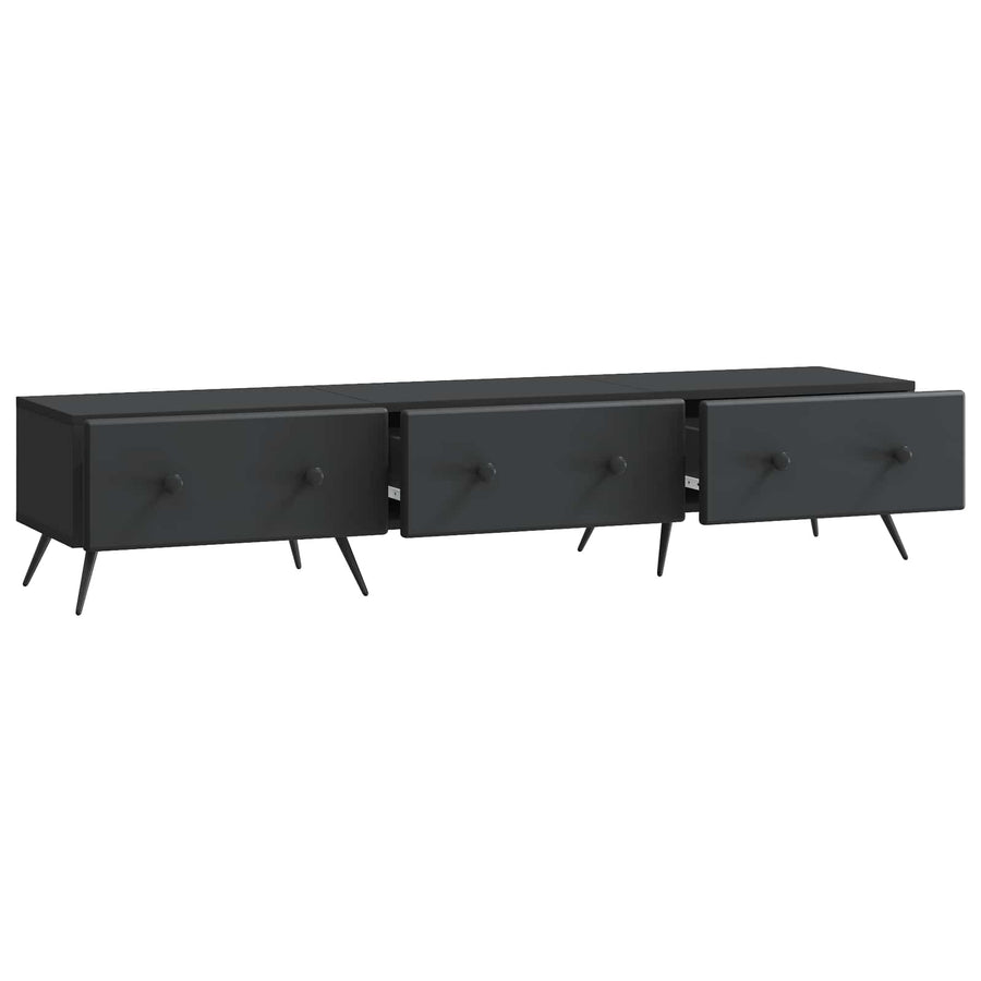 TV-kast met lade Zwart 147 x 34,5 x 30 cm Bewerkt hout