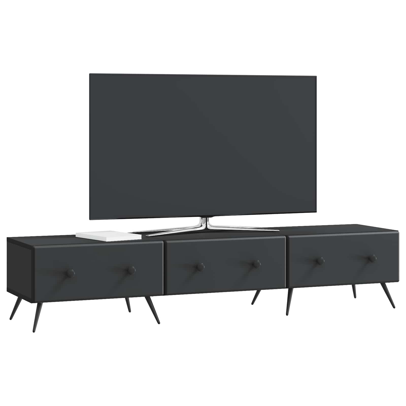 TV-kast met lade Zwart 147 x 34,5 x 30 cm Bewerkt hout
