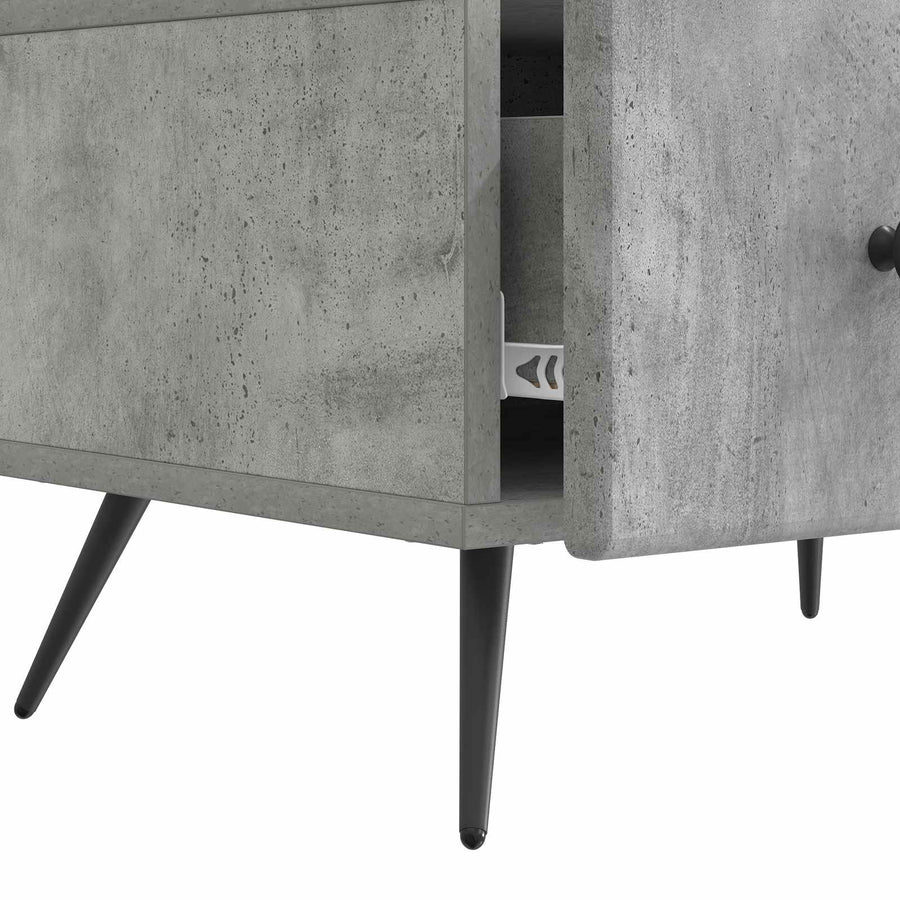 TV-kast met lade Betongrijs 147 x 34,5 x 30 cm Bewerkt hout