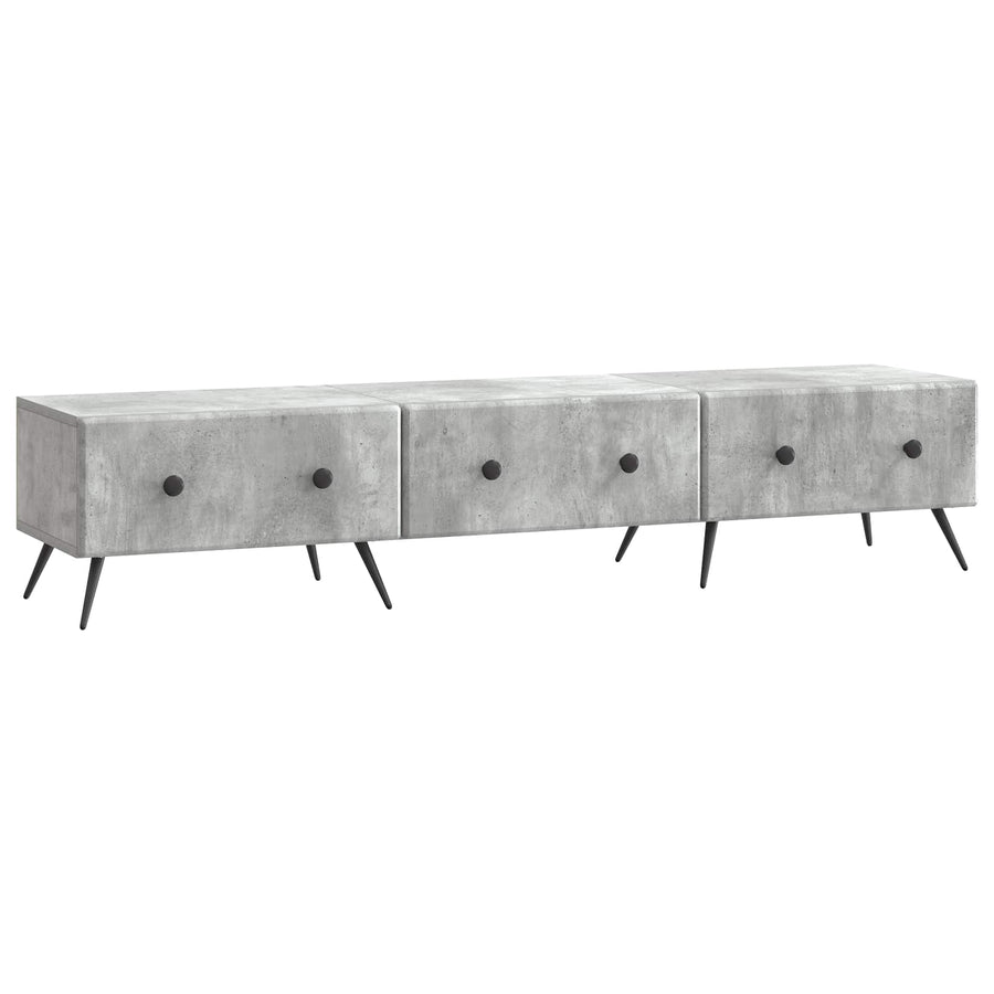 TV-kast met lade Betongrijs 147 x 34,5 x 30 cm Bewerkt hout
