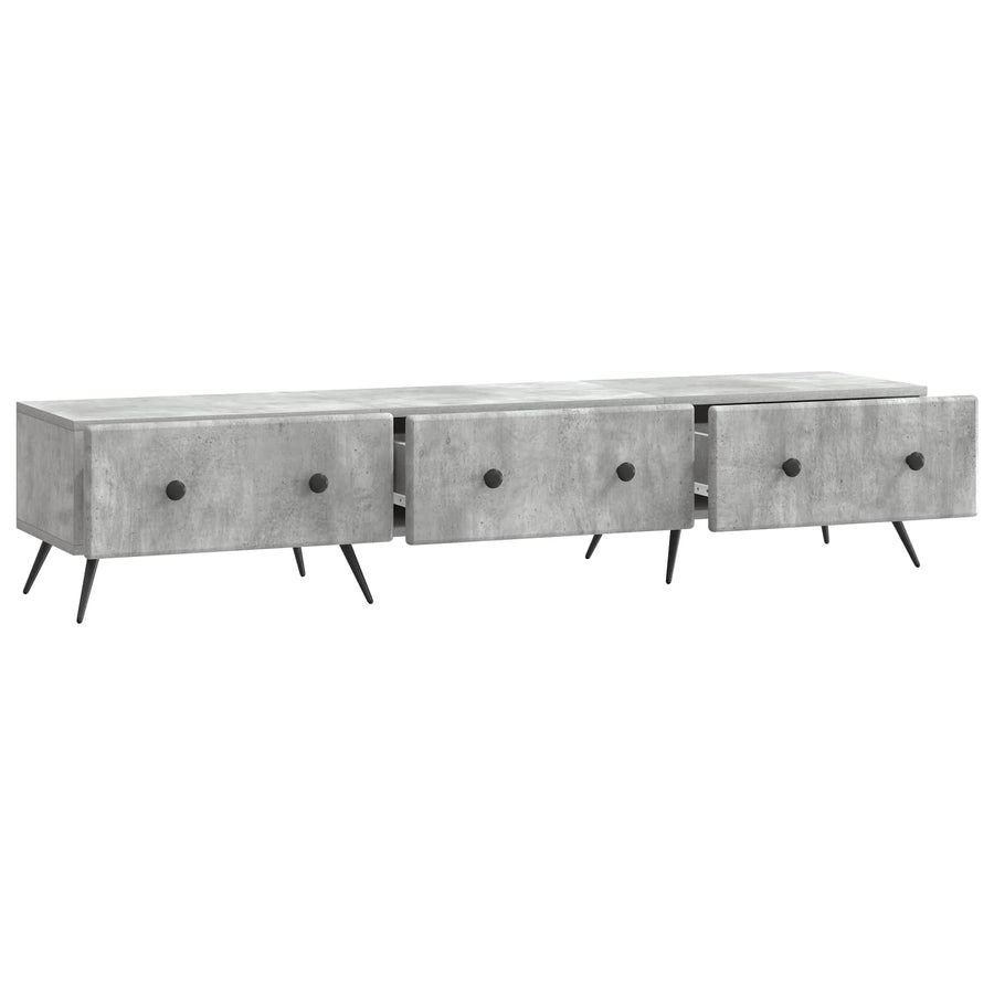 TV-kast met lade Betongrijs 147 x 34,5 x 30 cm Bewerkt hout