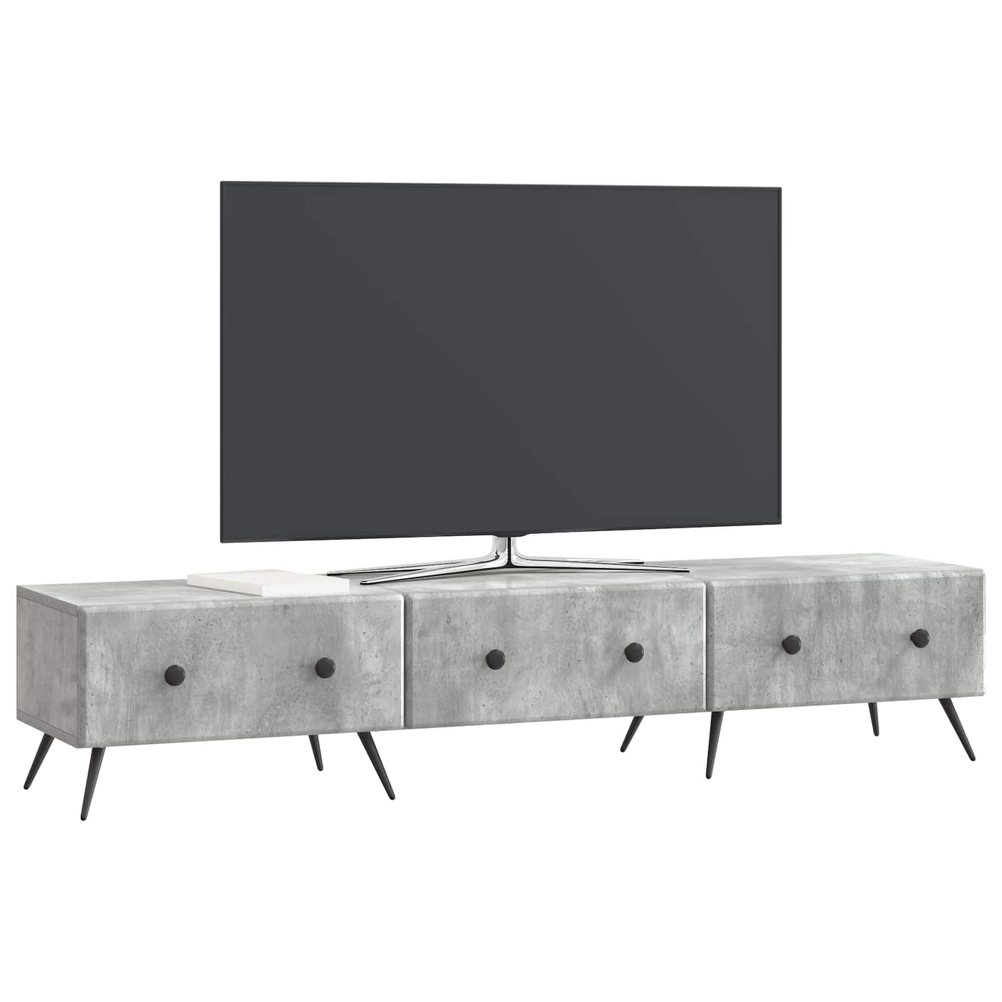 TV-kast met lade Betongrijs 147 x 34,5 x 30 cm Bewerkt hout