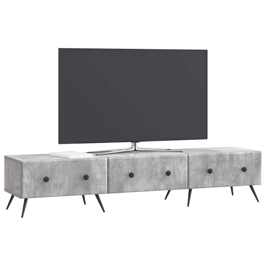 TV-kast met lade Betongrijs 147 x 34,5 x 30 cm Bewerkt hout