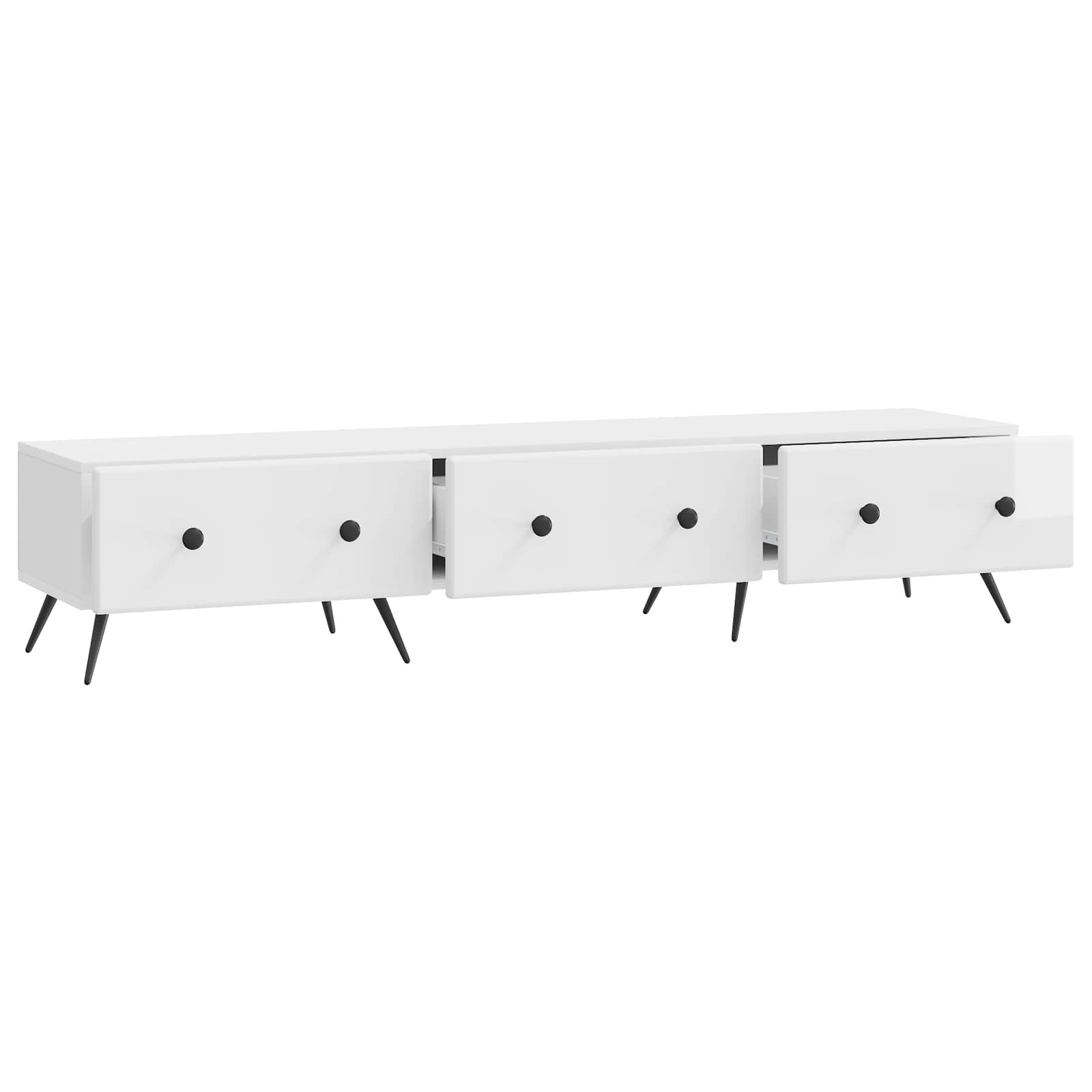 TV-kast met lade Hoogglans Wit 147 x 34,5 x 30 cm Bewerkt hout
