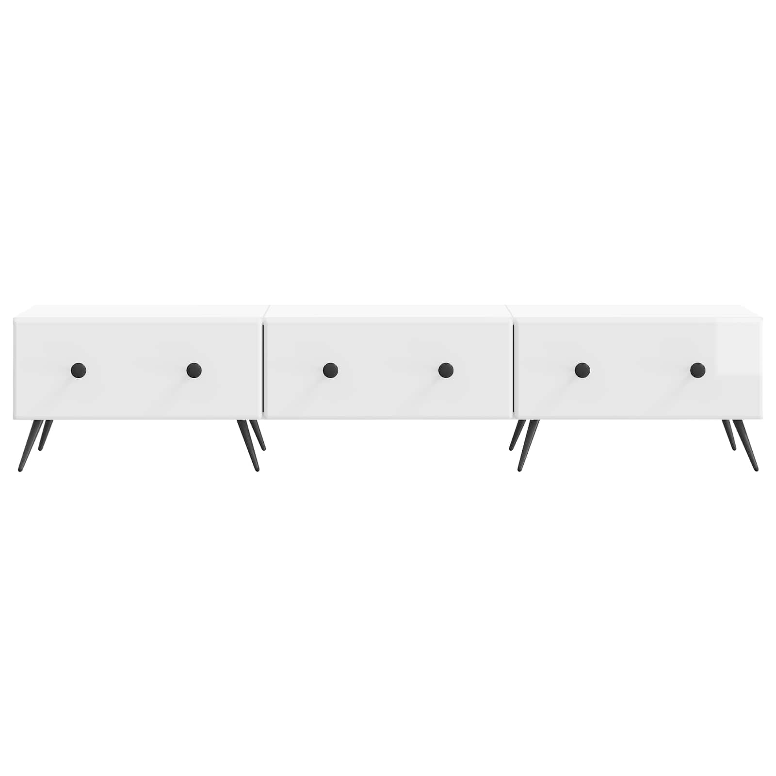 TV-kast met lade Hoogglans Wit 147 x 34,5 x 30 cm Bewerkt hout