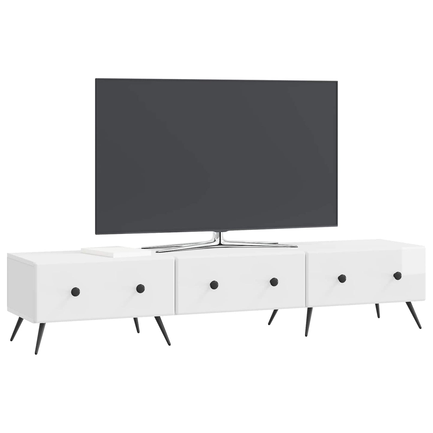 TV-kast met lade Hoogglans Wit 147 x 34,5 x 30 cm Bewerkt hout