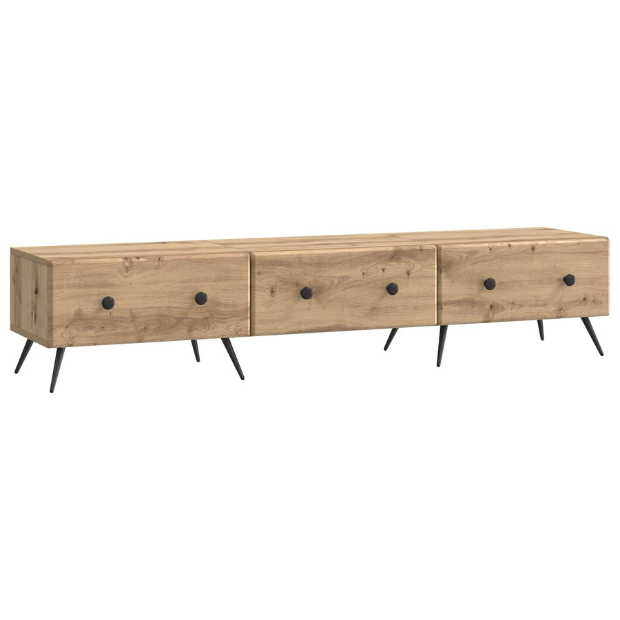 TV-kast Artisanaal eiken 147 x 34,5 x 30 cm Bewerkt hout