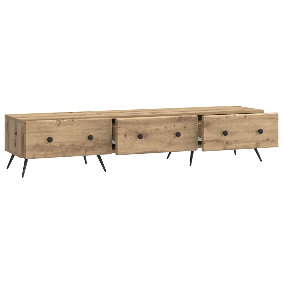 TV-kast Artisanaal eiken 147 x 34,5 x 30 cm Bewerkt hout
