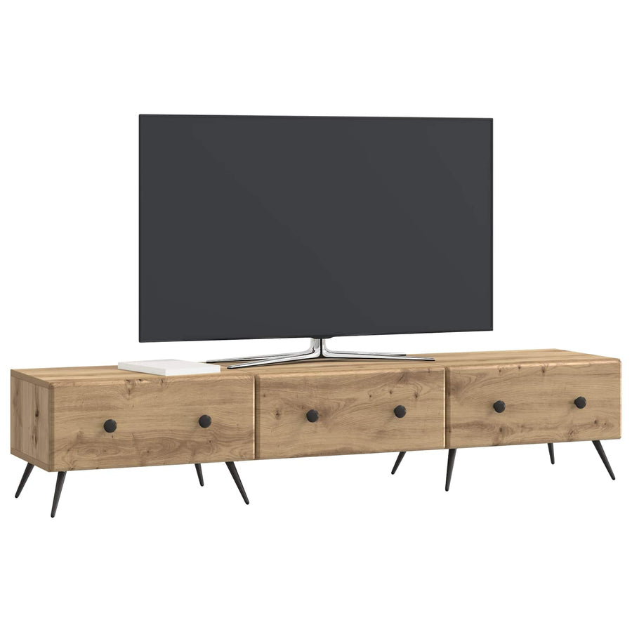 TV-kast Artisanaal eiken 147 x 34,5 x 30 cm Bewerkt hout