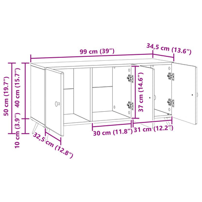 TV-kast Betongrijs 99 x 34,5 x 50 cm Bewerkt hout