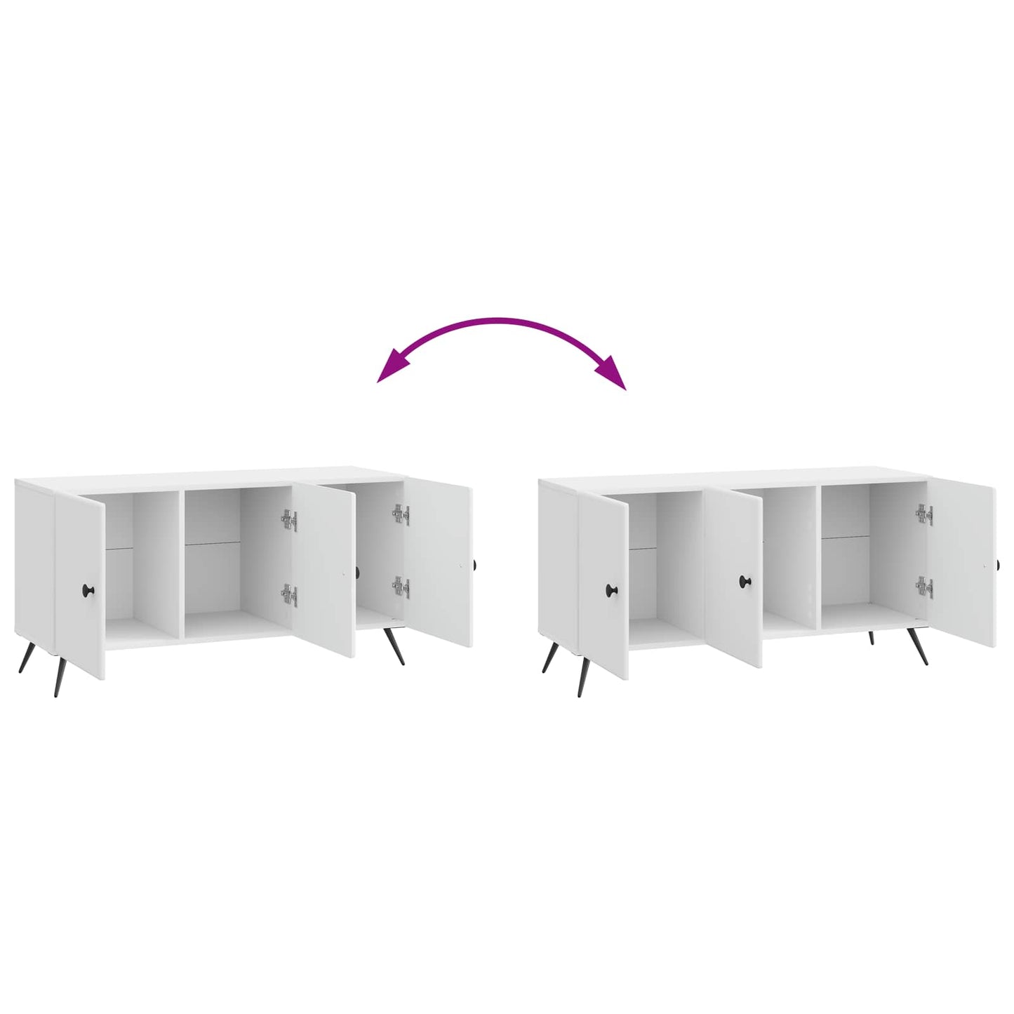 TV-kast Hoogglans Wit 99 x 34,5 x 50 cm Bewerkt hout